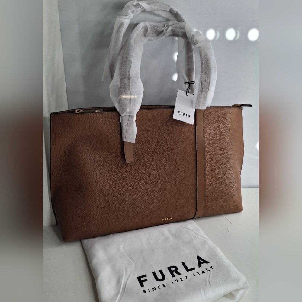 Furla Brown Leather Tote Bag NWT Includes Dust Bag